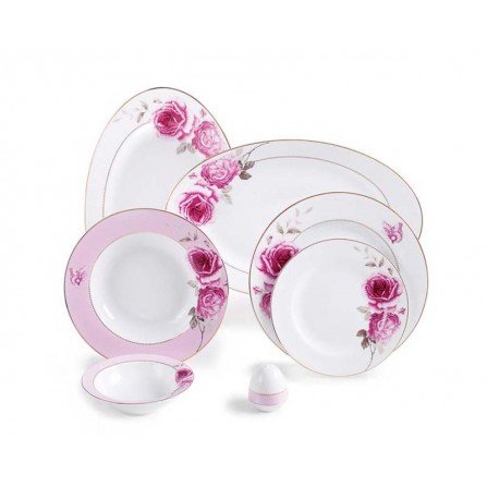 zarin porclain italia f serie Rose Flower  model 28 pcs one grade Catering and catering